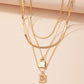 Letter And Lock Gold Color Pendant Necklace Set