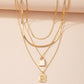 Letter And Lock Gold Color Pendant Necklace Set