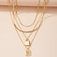 Letter And Lock Gold Color Pendant Necklace Set