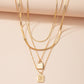 Letter And Lock Gold Color Pendant Necklace Set