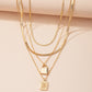 Letter And Lock Gold Color Pendant Necklace Set