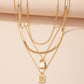 Letter And Lock Gold Color Pendant Necklace Set