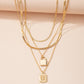 Letter And Lock Gold Color Pendant Necklace Set
