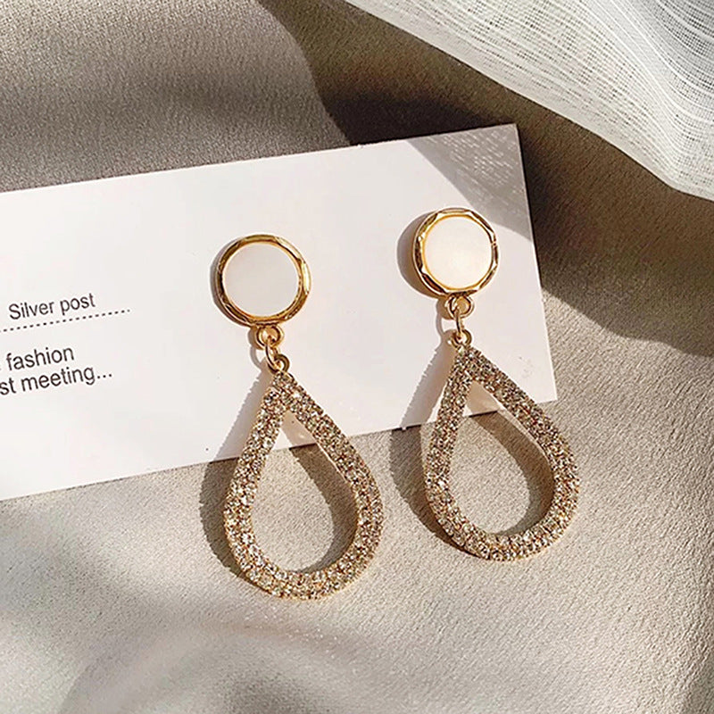 Rhinestone Decorated Geometric Design Earrings