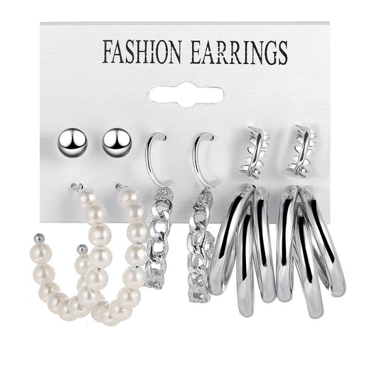Earring Collection - Faux Pearl Hoops and Studs Earring Sets