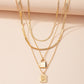 Letter And Lock Gold Color Pendant Necklace Set