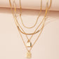 Letter And Lock Gold Color Pendant Necklace Set