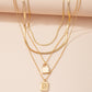 Letter And Lock Gold Color Pendant Necklace Set