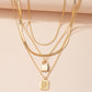 Letter And Lock Gold Color Pendant Necklace Set