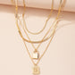 Letter And Lock Gold Color Pendant Necklace Set