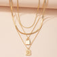 Letter And Lock Gold Color Pendant Necklace Set