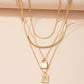 Letter And Lock Gold Color Pendant Necklace Set