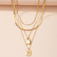 Letter And Lock Gold Color Pendant Necklace Set
