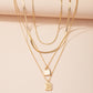 Letter And Lock Gold Color Pendant Necklace Set