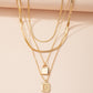 Letter And Lock Gold Color Pendant Necklace Set