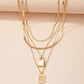 Letter And Lock Gold Color Pendant Necklace Set