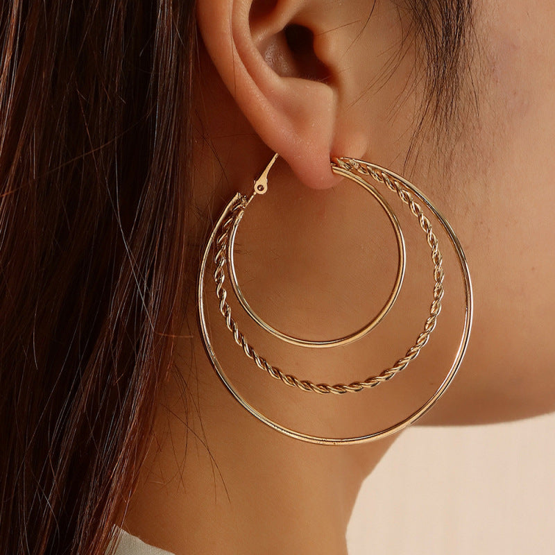 Hoop Earrings Multilayer Style Design.