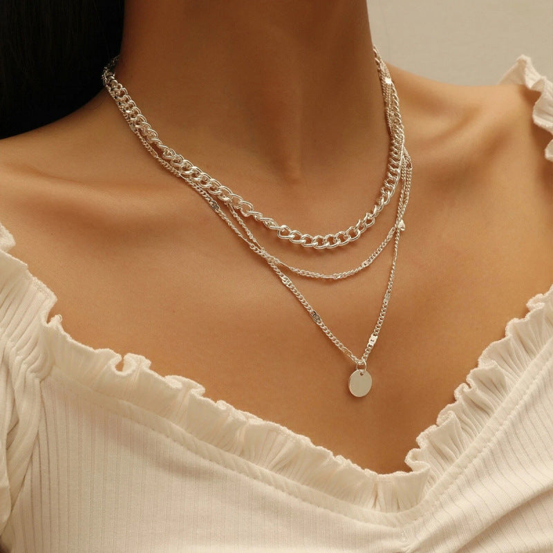 Multilayer Pendant Design Alloy Necklace.