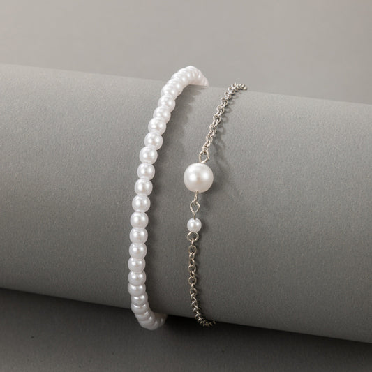 Faux Pearl Decoration Bracelet Set