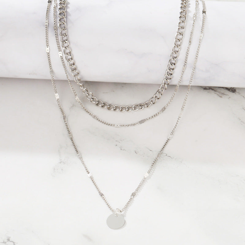 Multilayer Pendant Design Alloy Necklace.