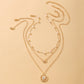 3-Layer Sun Design Pendant Gold Color Necklace