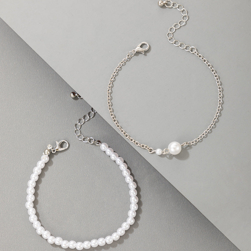 Faux Pearl Decoration Bracelet Set