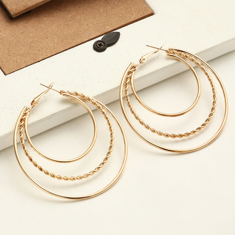 Hoop Earrings Multilayer Style Design.