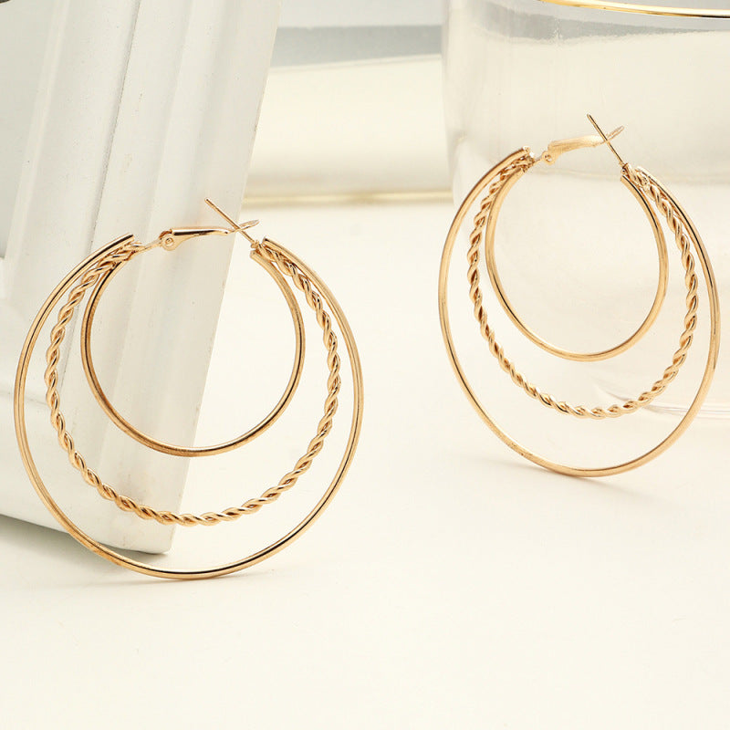 Hoop Earrings Multilayer Style Design.