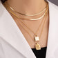 Letter And Lock Gold Color Pendant Necklace Set
