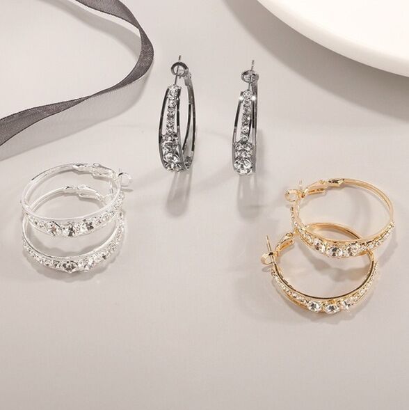 Women's Hoop Rhinestone Earrings