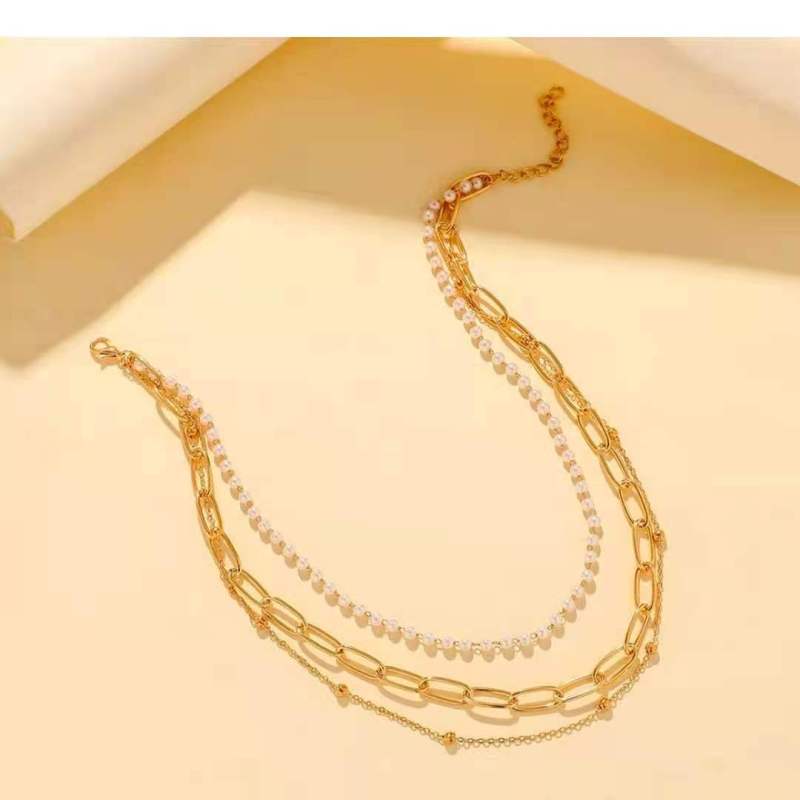 Multilayer Faux Pearl Gold Color Necklace