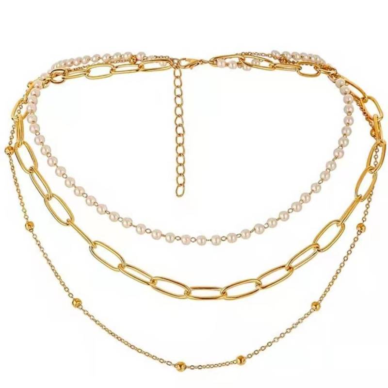 Multilayer Faux Pearl Gold Color Necklace